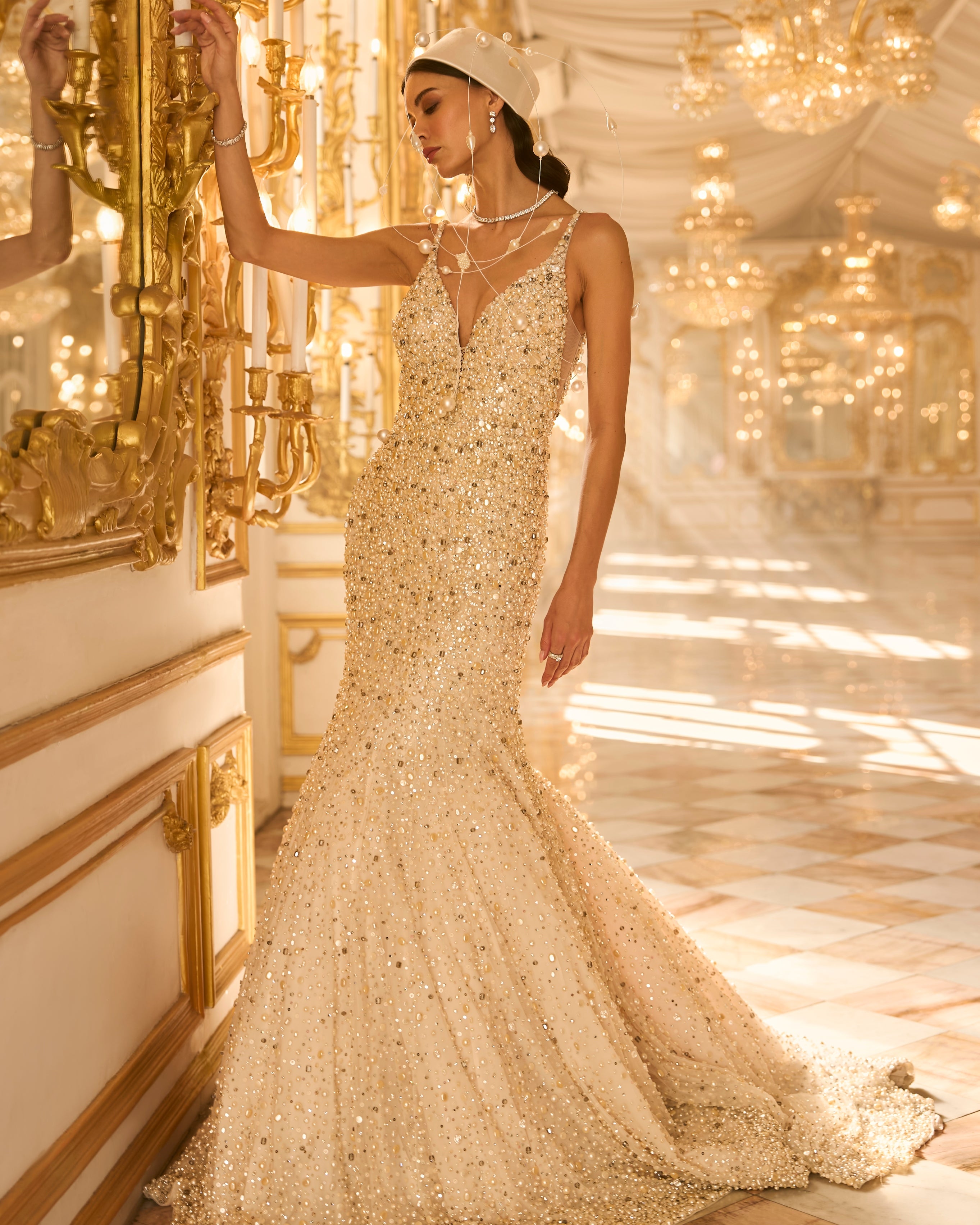 Ivory Pearl Trail Gown