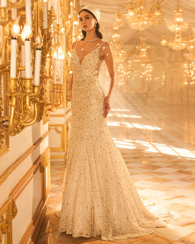 Ivory Pearl Trail Gown