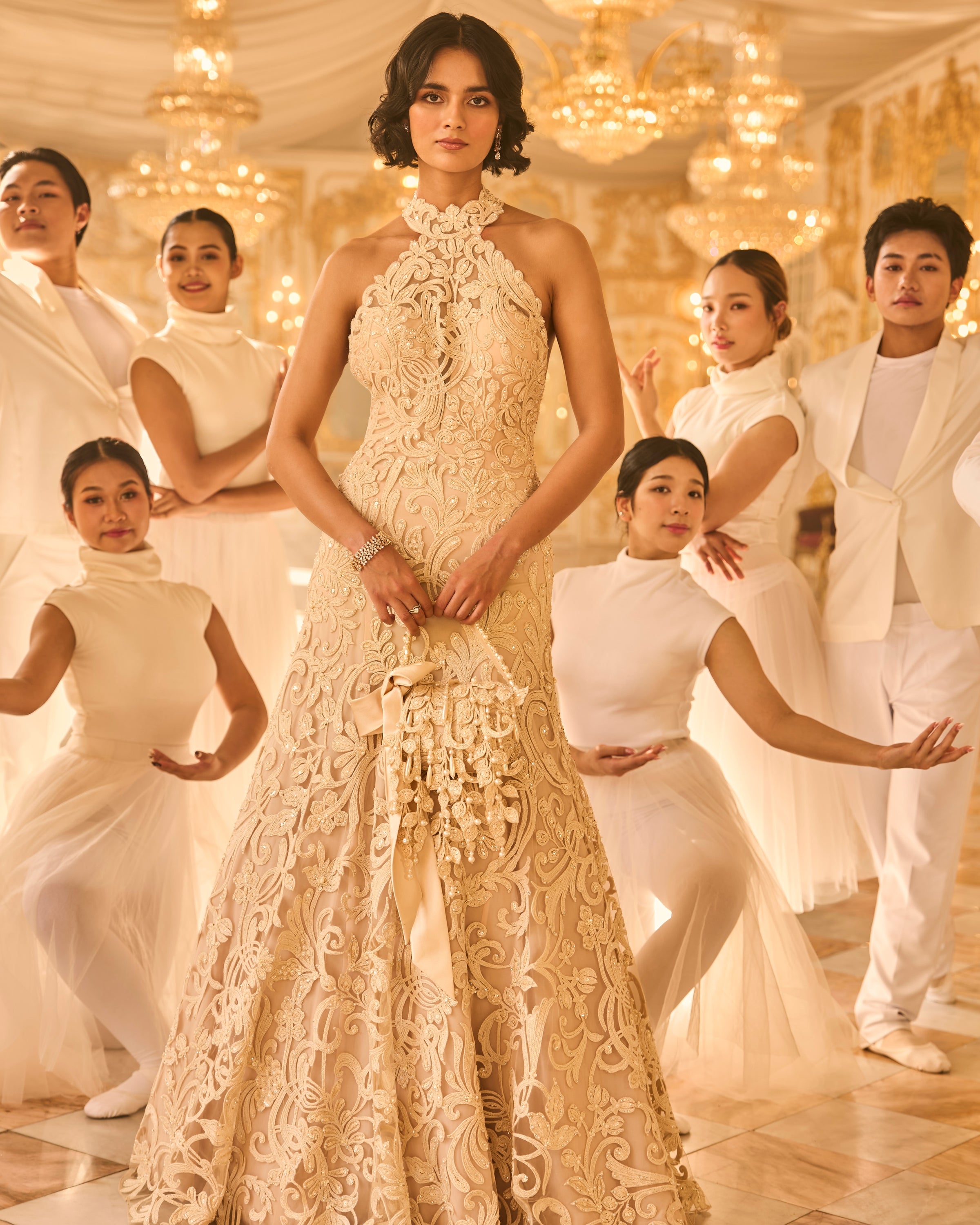 Nude Halter Neck Gown