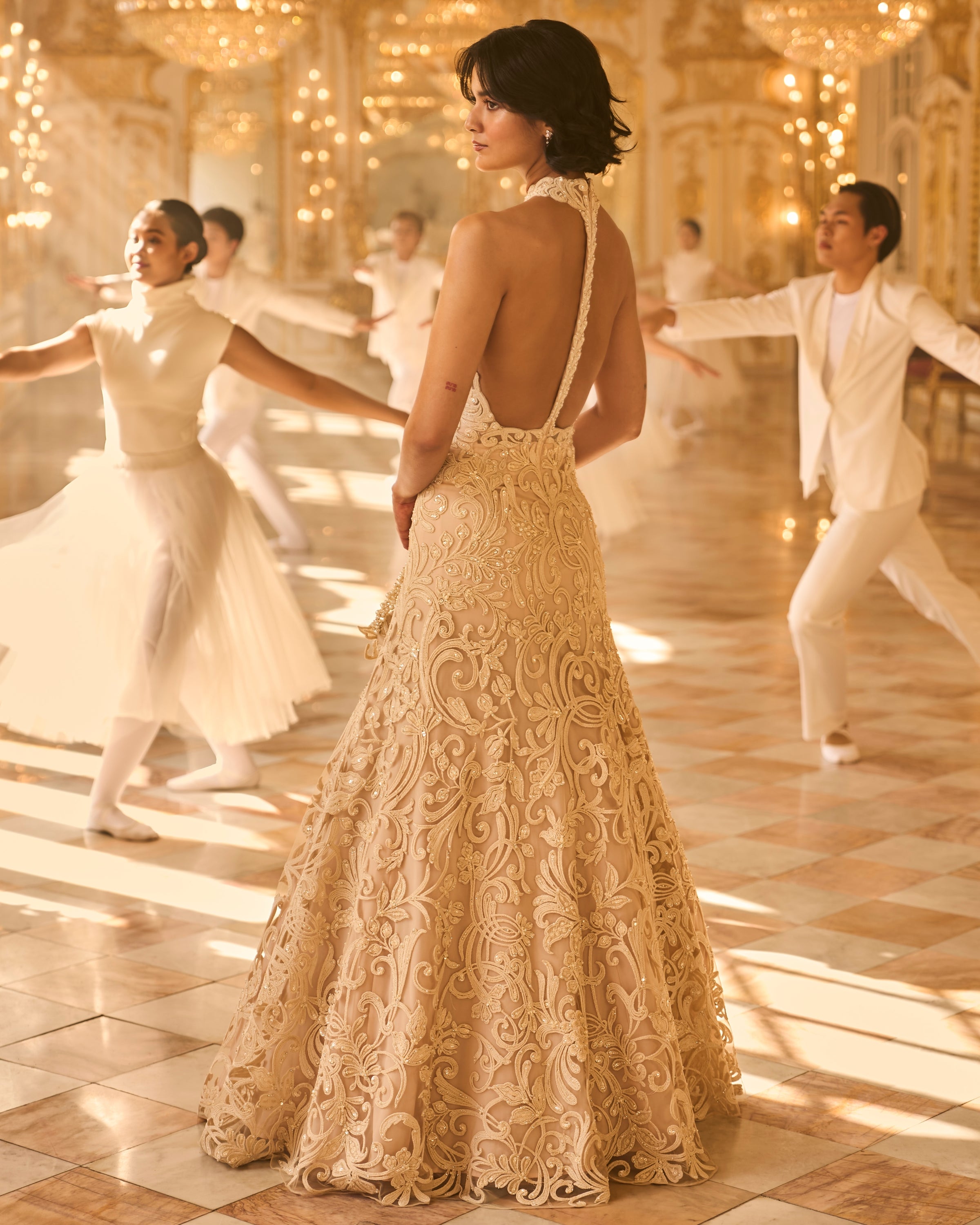 Nude Halter Neck Gown