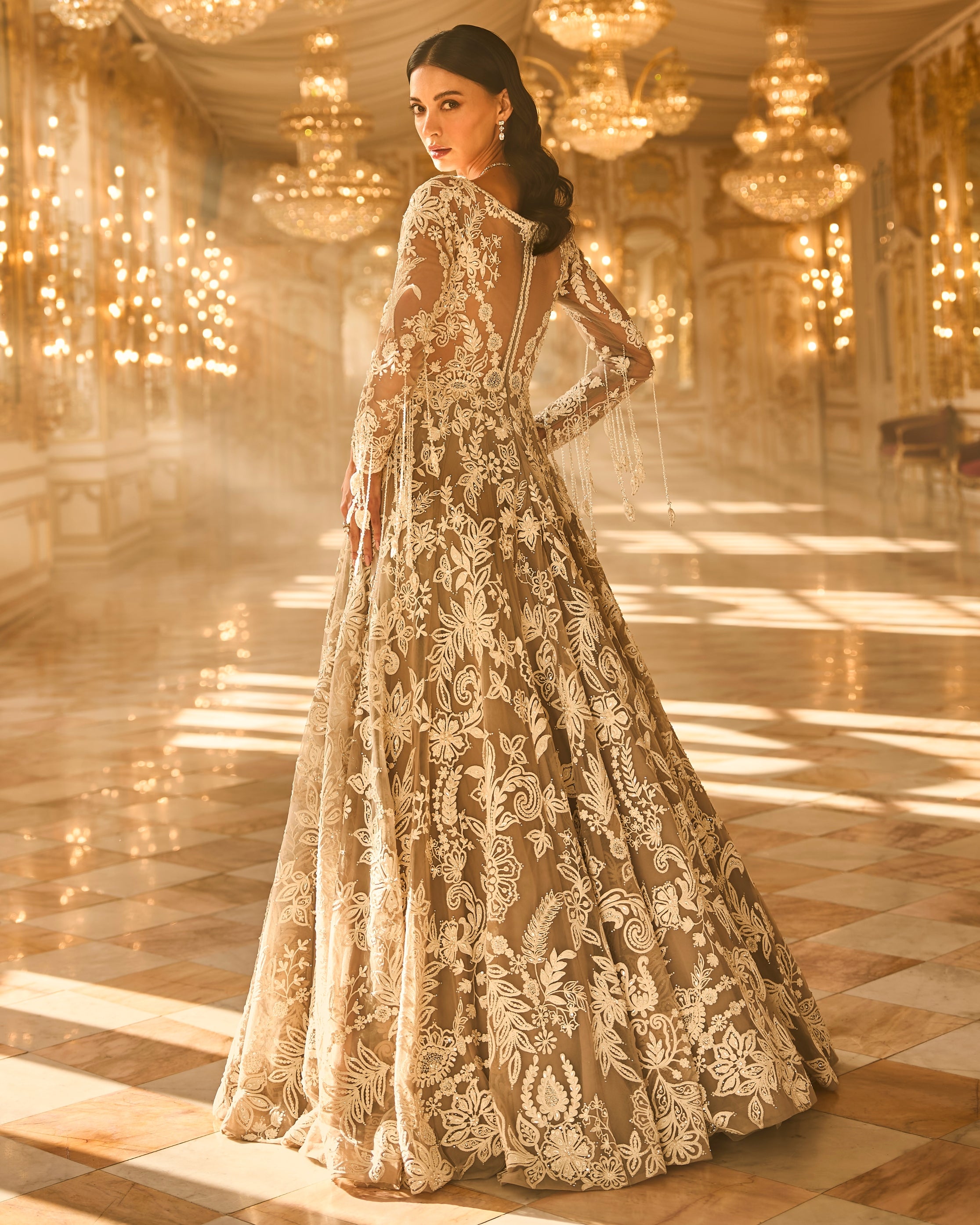 Slate Grey Floral Gown