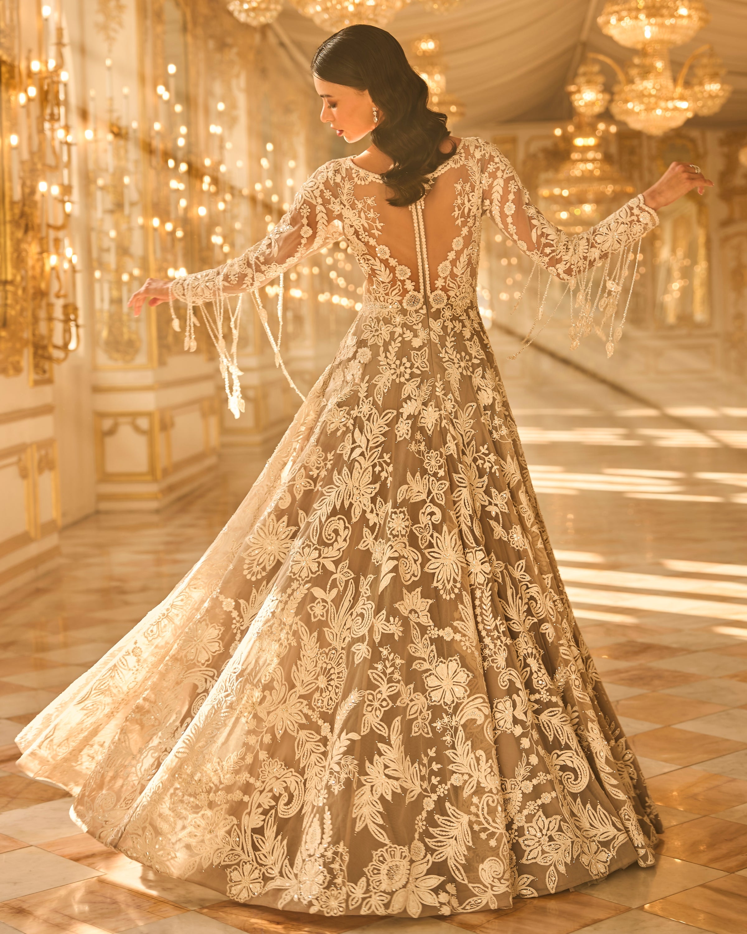 Slate Grey Floral Gown