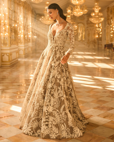 Slate Grey Floral Gown
