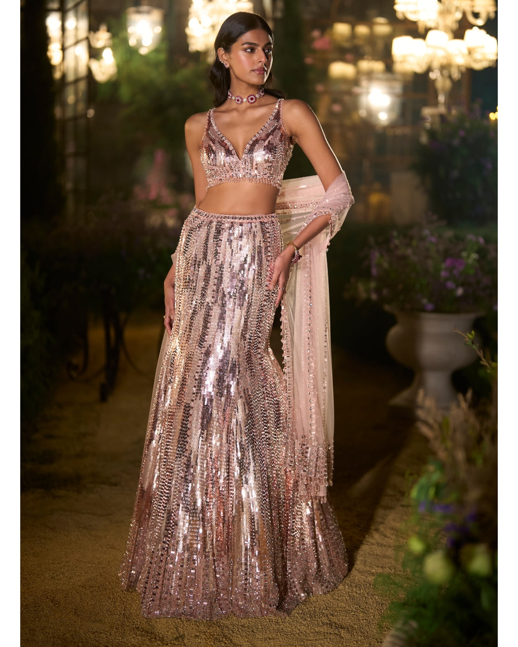Rose Gold Fit & Flare Skirt Set