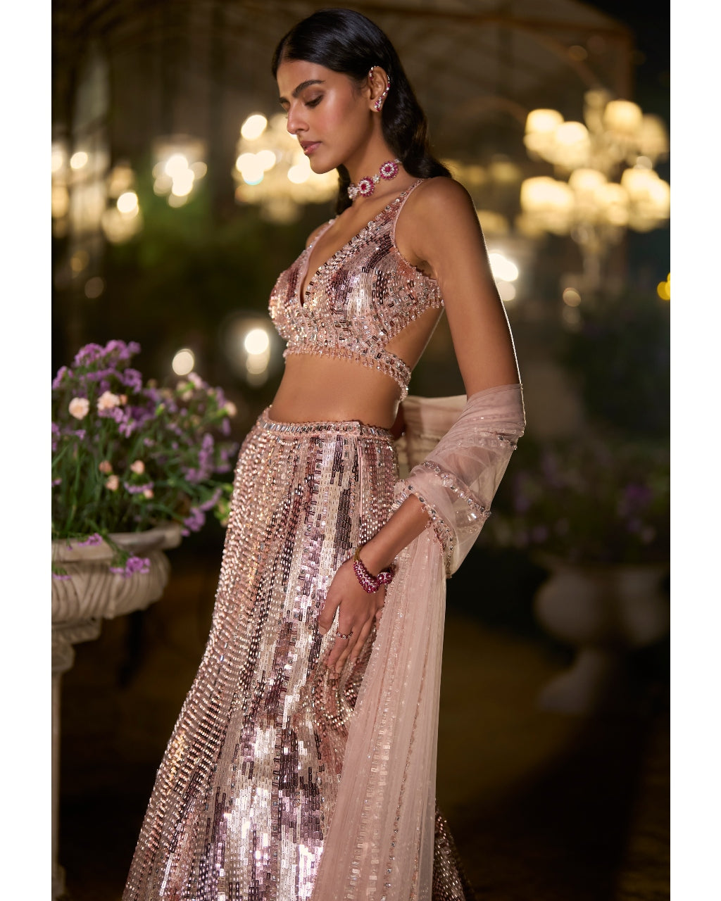 Rose Gold Fit & Flare Skirt Set