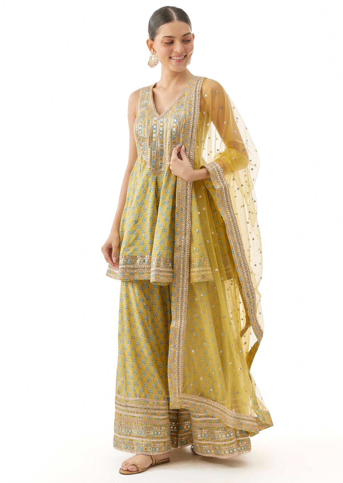 Yellow Simoni Peplum Set