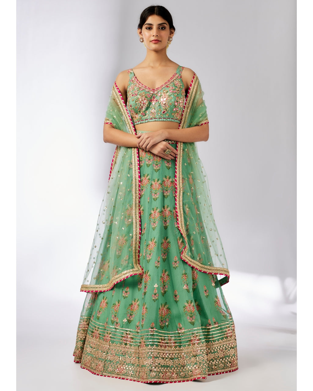 Mint Malini Lehenga Set