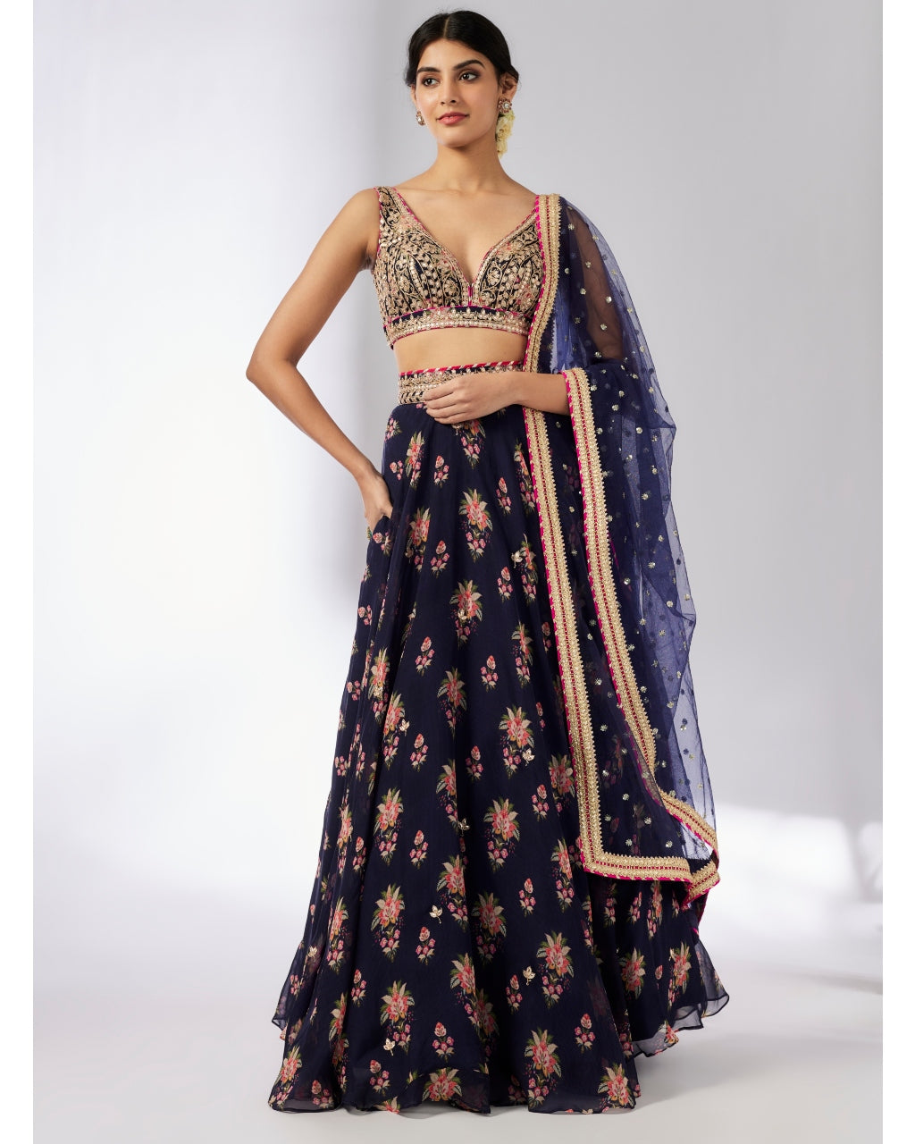 Navy Esha Lehenga Set