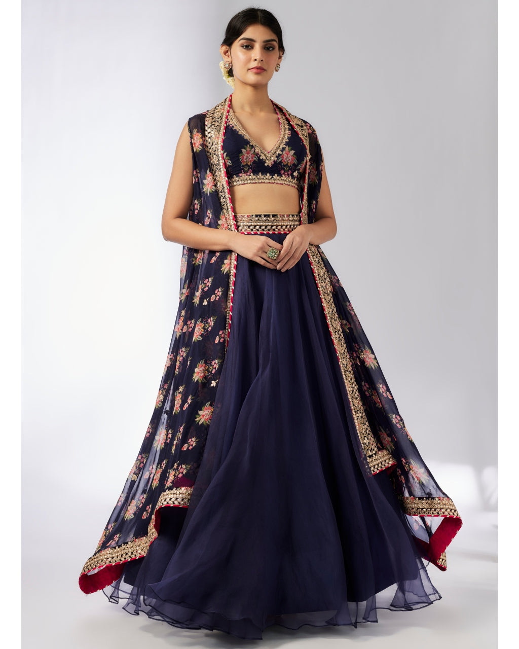 Navy Mehar lehenga Set