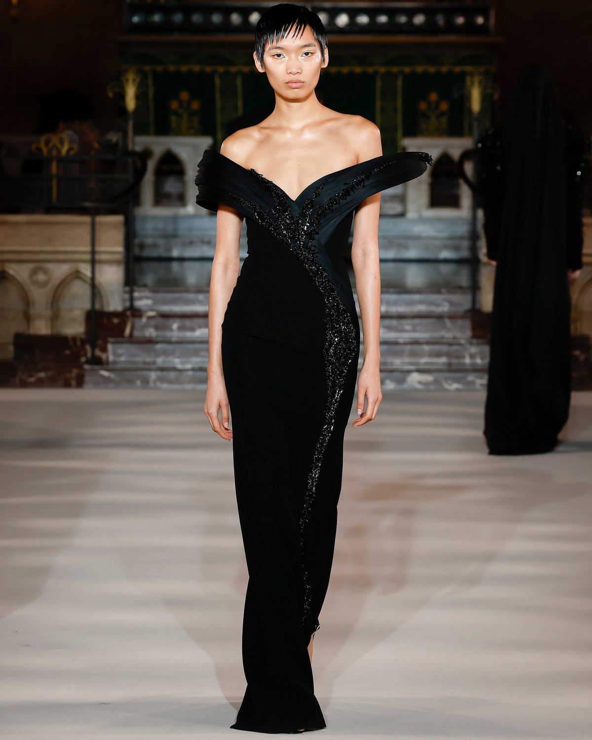 The Glacier Embroidery Column Gown