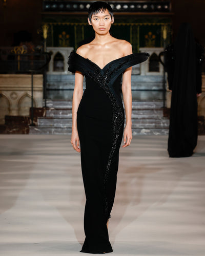 The Glacier Embroidery Column Gown