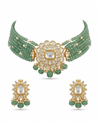 Green Emerald Beads Choker Set