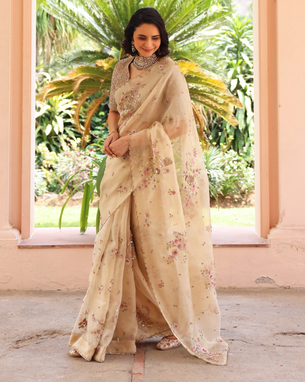 Gold Nafees Sari