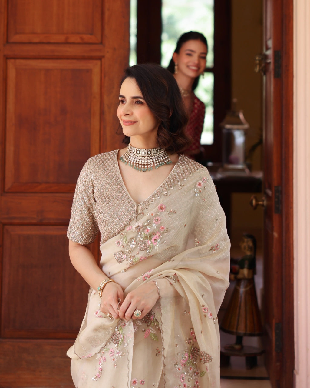 Gold Nafees Sari