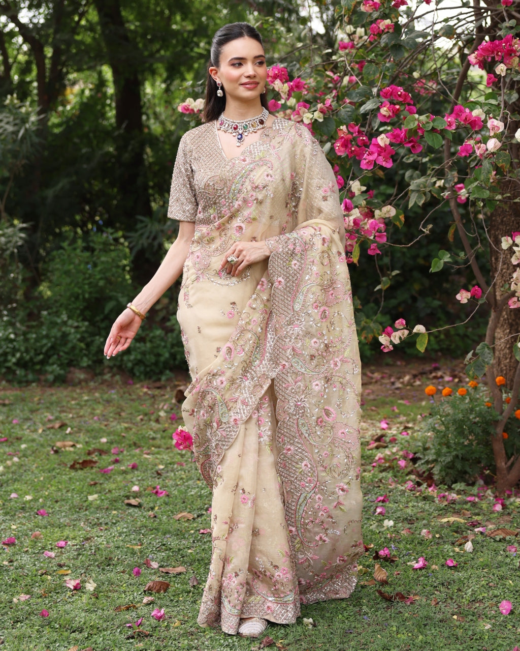 Gold Paisley Sari
