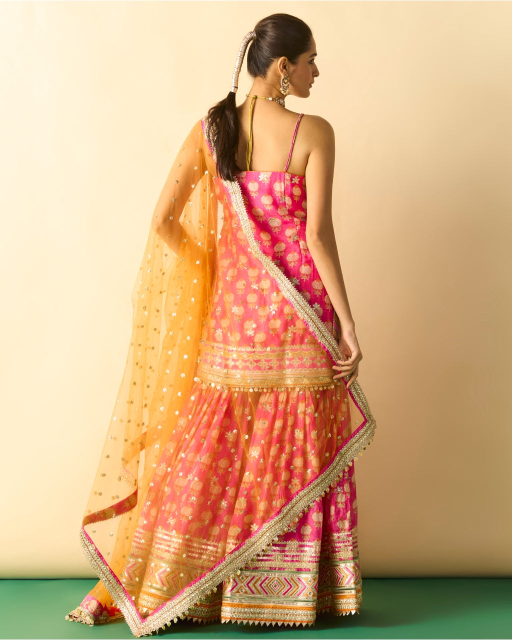 Pink Ravina Strappy Sharara Set