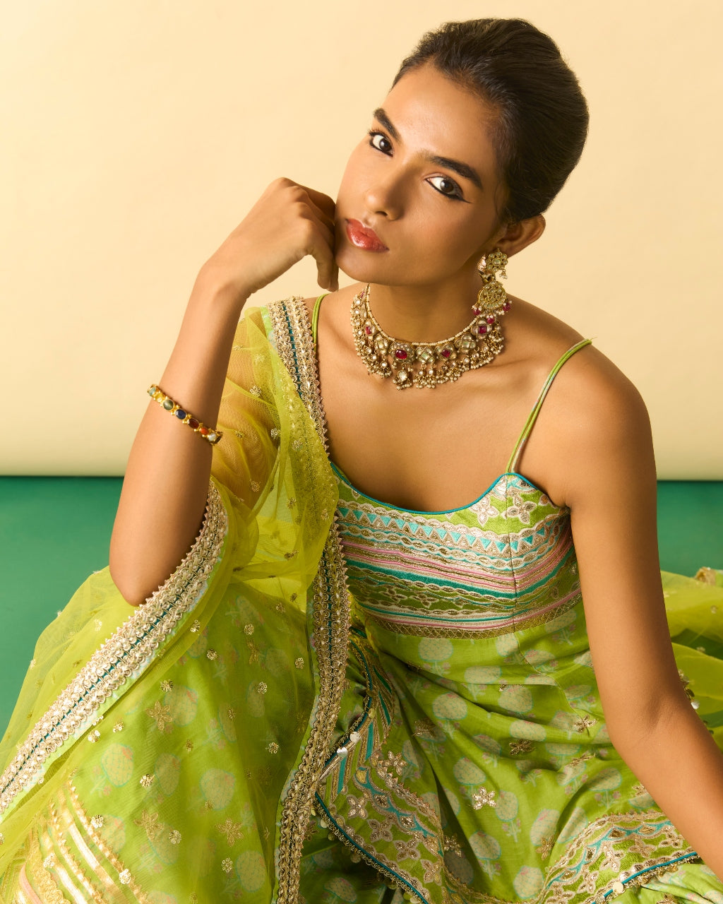 Green Dhriaa Strappy Set
