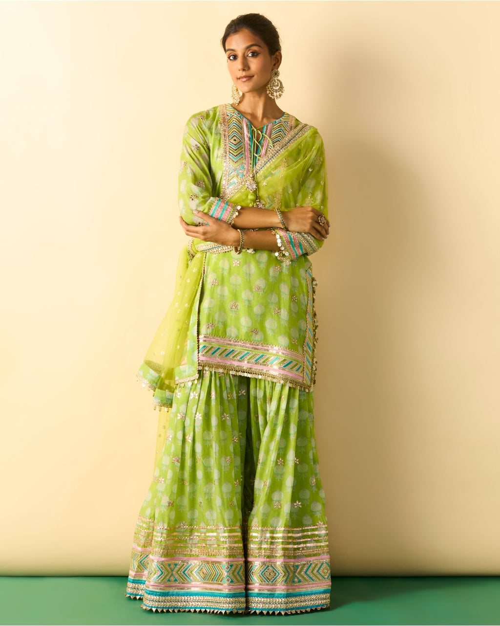 Green Aarzoo Sharara Set