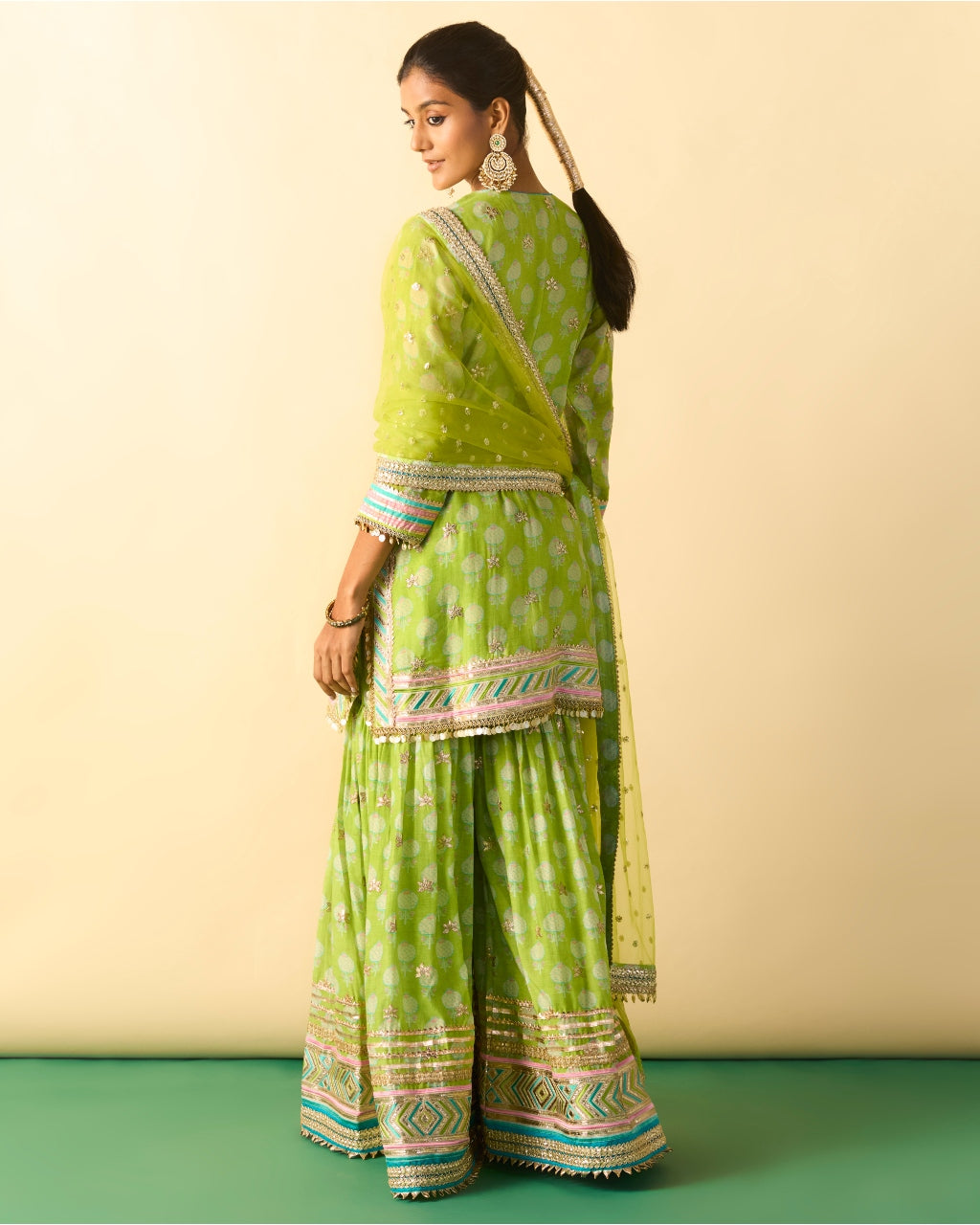 Green Aarzoo Sharara Set