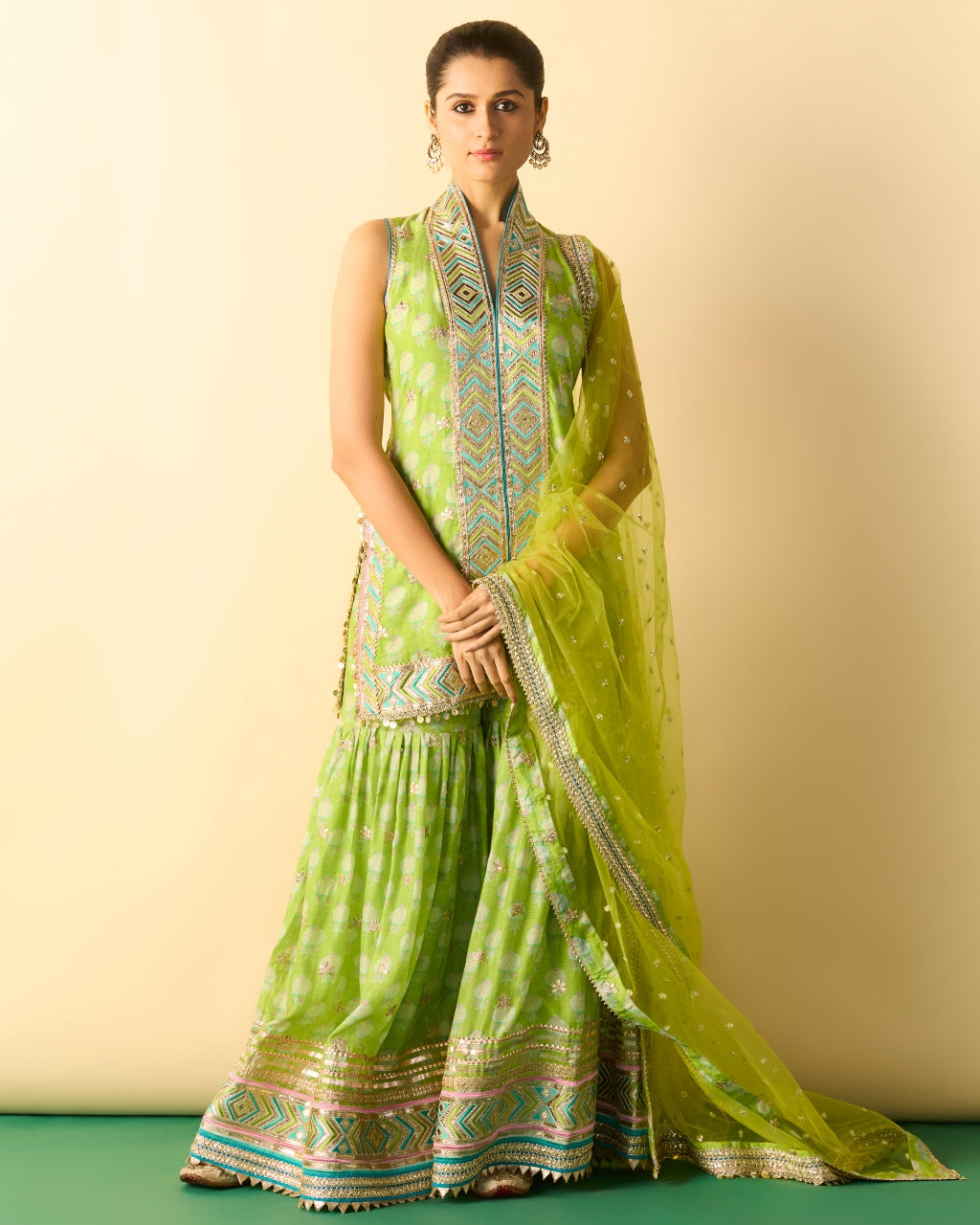 Green Aarvi Sharara Set