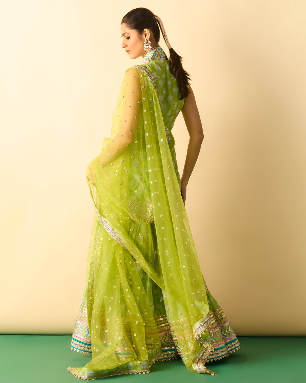 Green Aarvi Sharara Set