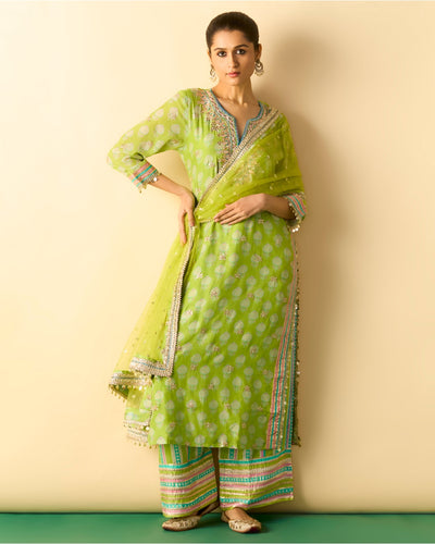 Green Dwiti Kurta Set