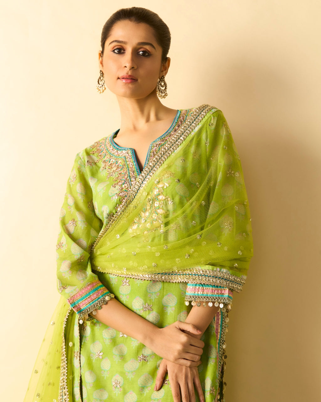 Green Dwiti Kurta Set