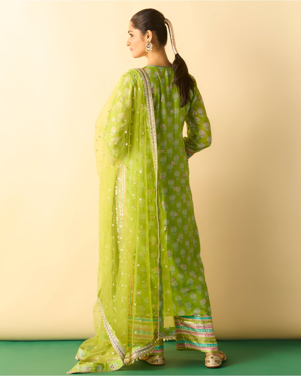 Green Dwiti Kurta Set