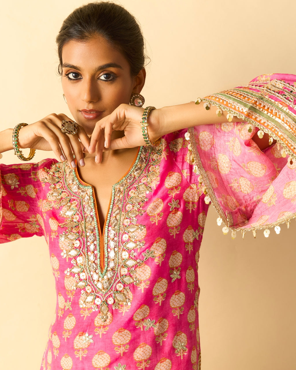 Pink Dwiti Kurta Set