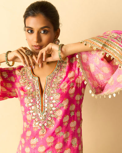 Pink Dwiti Kurta Set