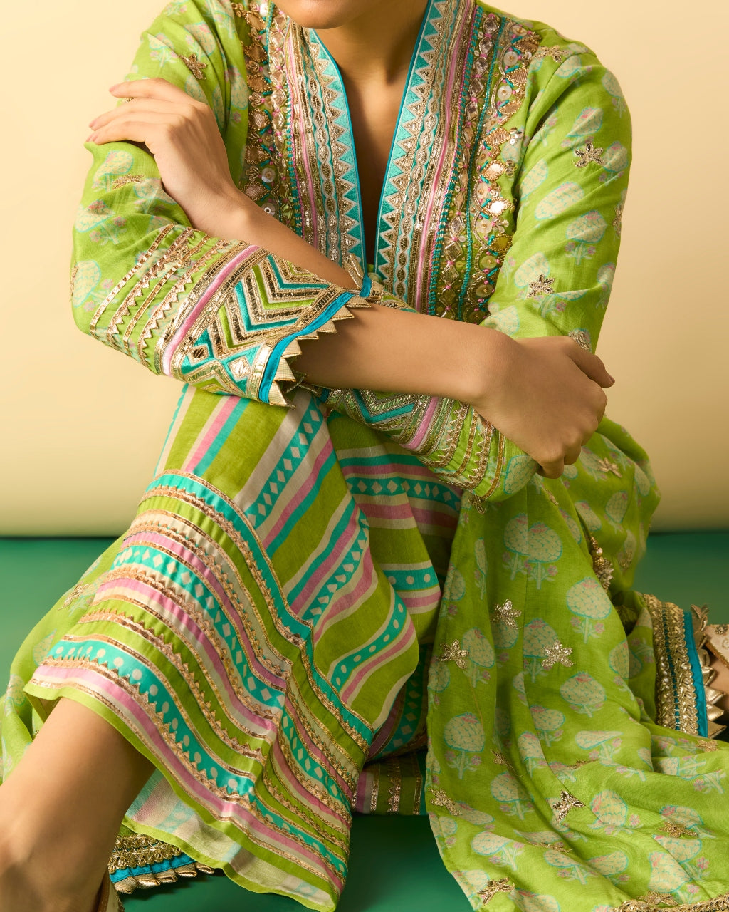 Green Binita Pallazo Set