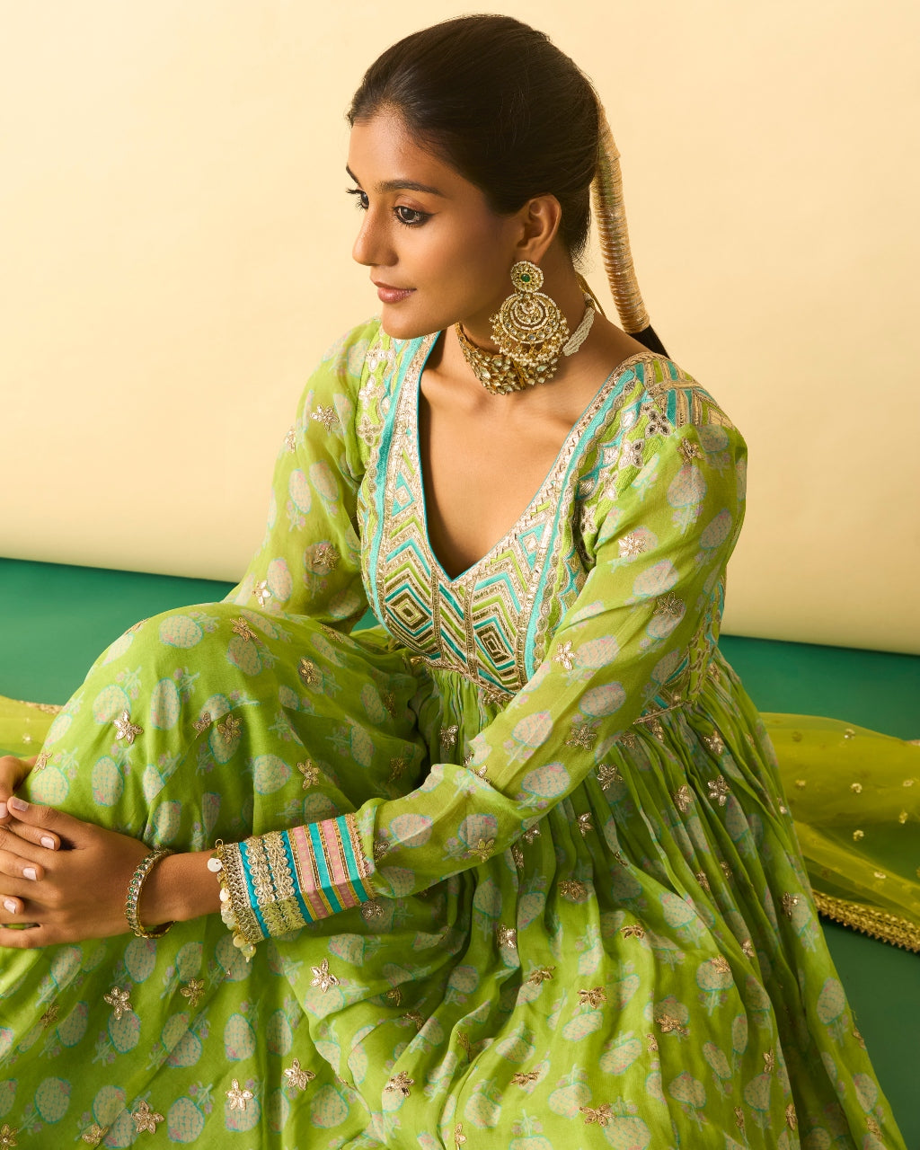 Green Akira Anarkali Set