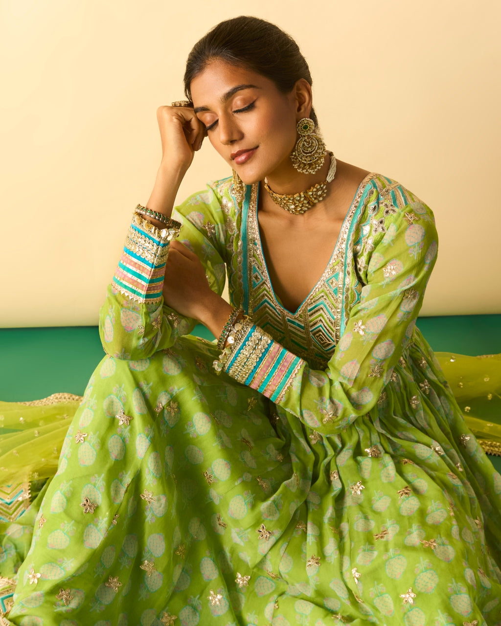 Green Akira Anarkali Set