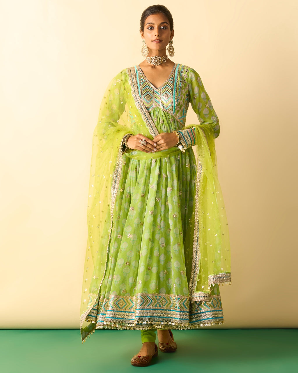 Green Akira Anarkali Set