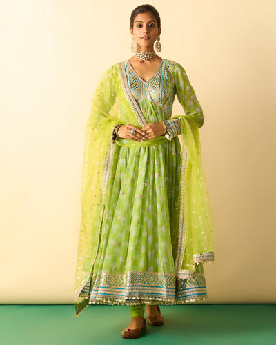 Green Akira Anarkali Set