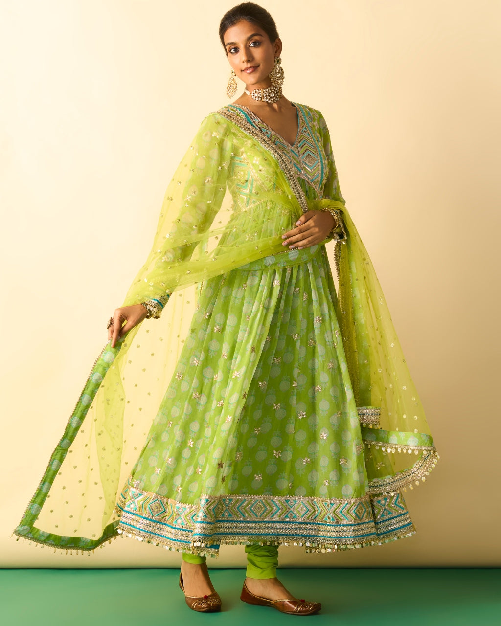 Green Akira Anarkali Set