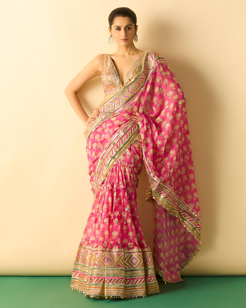 Pink Jasleen Sari Set