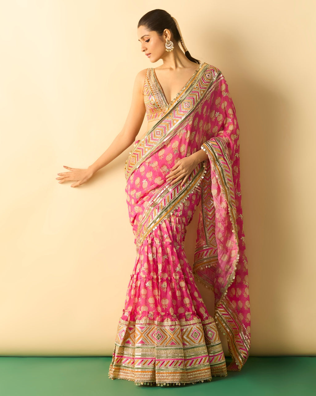 Pink Jasleen Sari Set