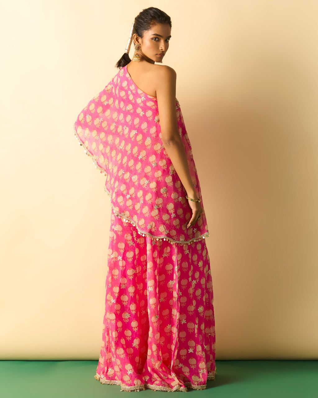 Pink Chhavi One Shoulder Set