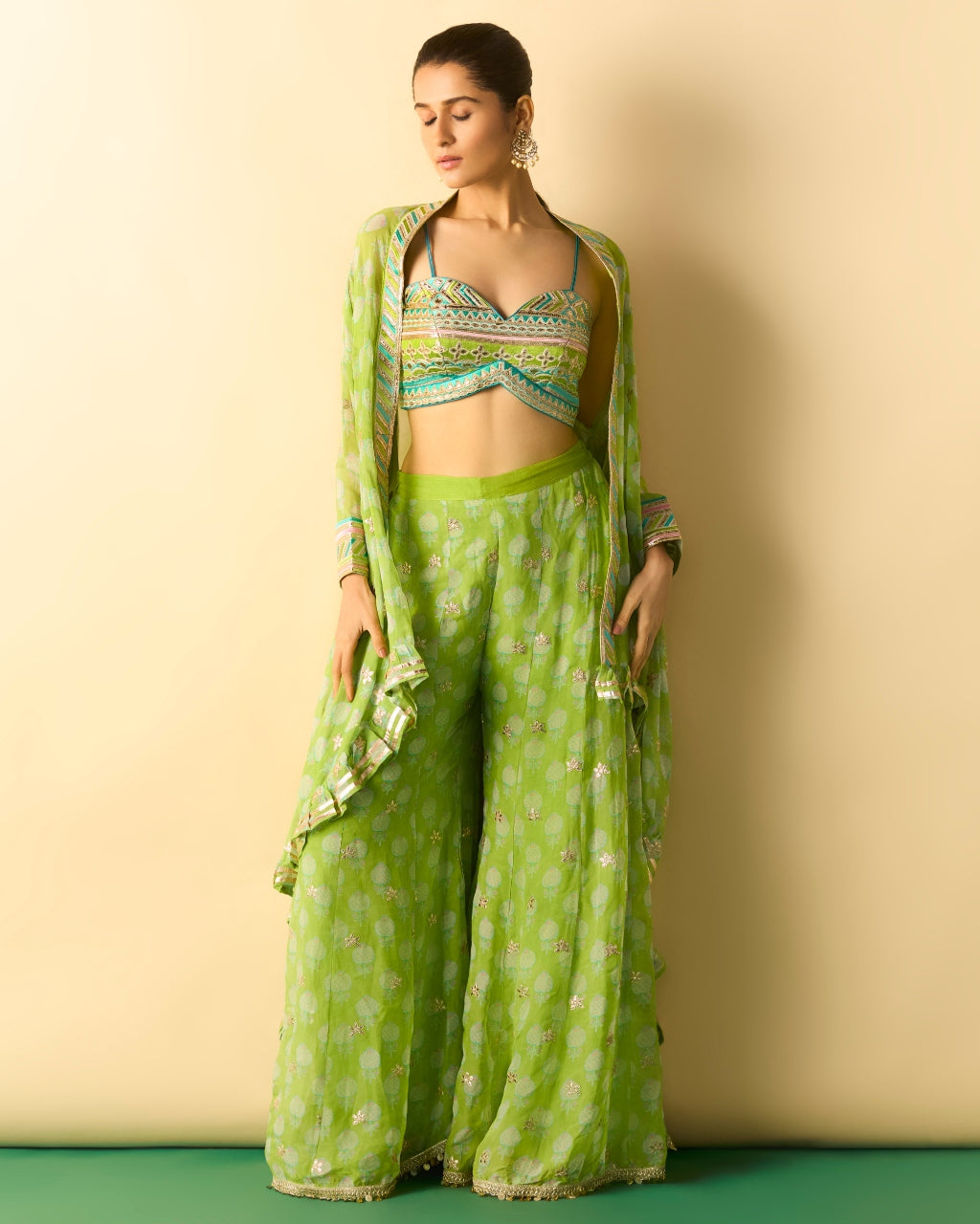 Green Dharika Cape Set