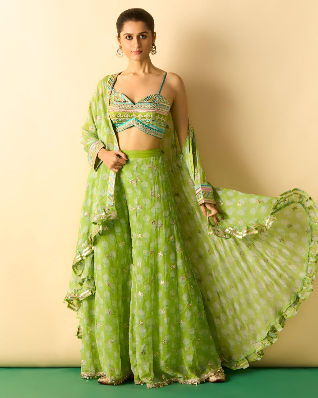 Green Dharika Cape Set