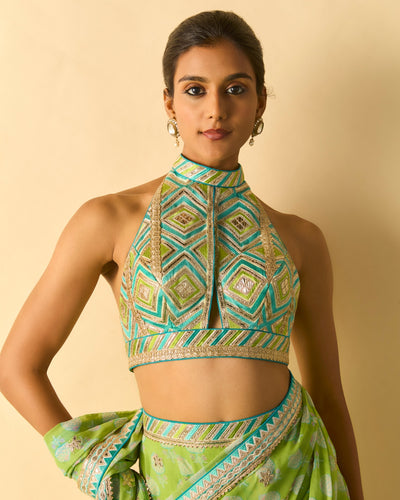 Green Labdhi Sari Set