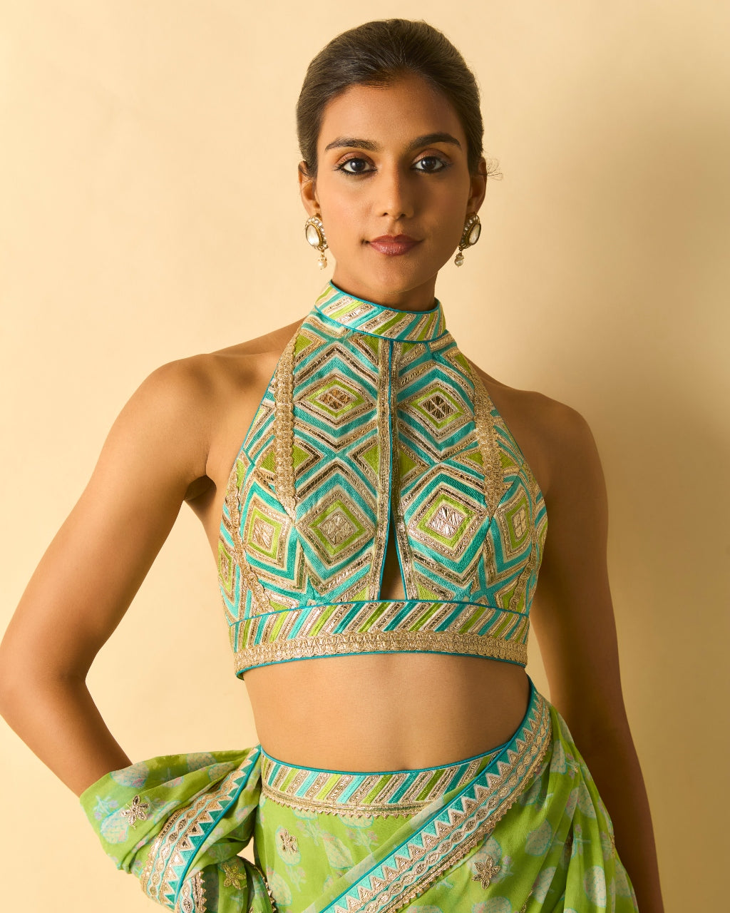 Green Labdhi Sari Set