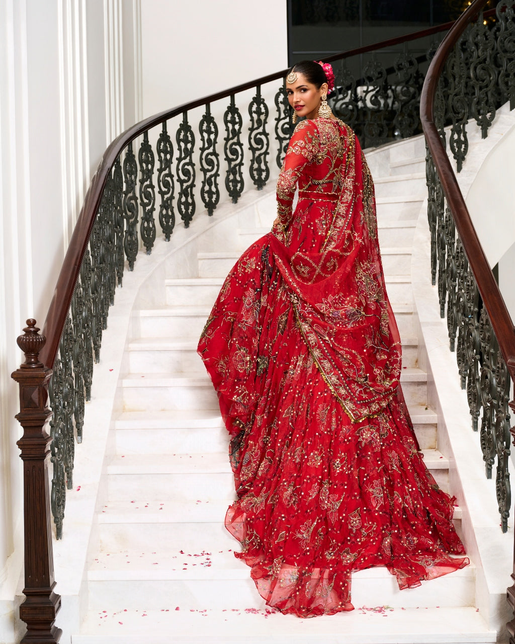Huda With Trail Anarkali Set