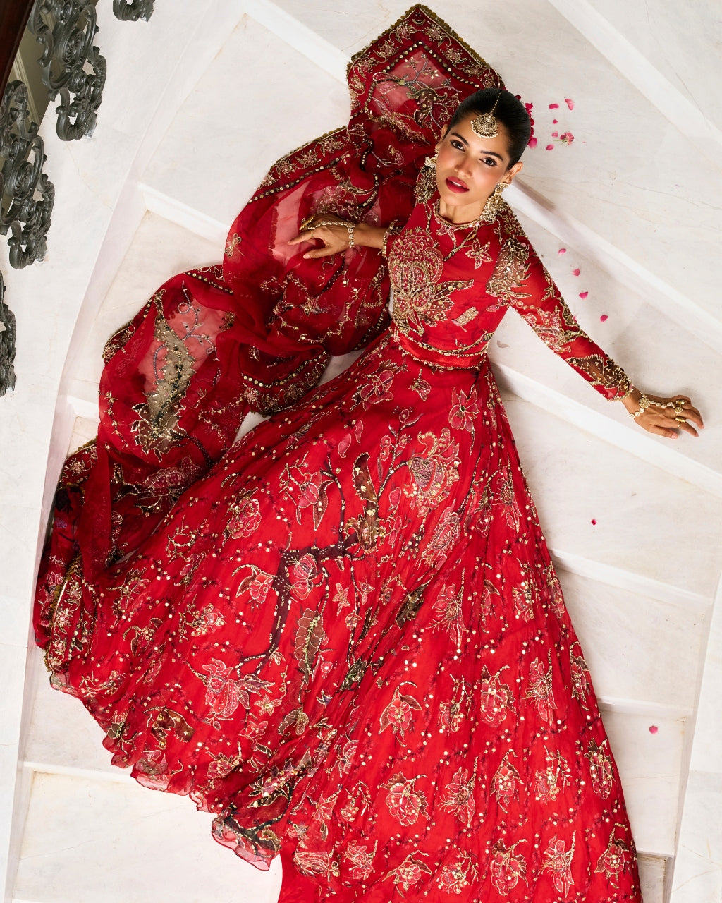 Huda With Trail Anarkali Set