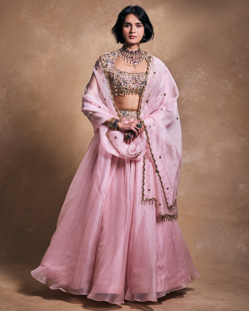 Baby Pink Organza Lehenga Set