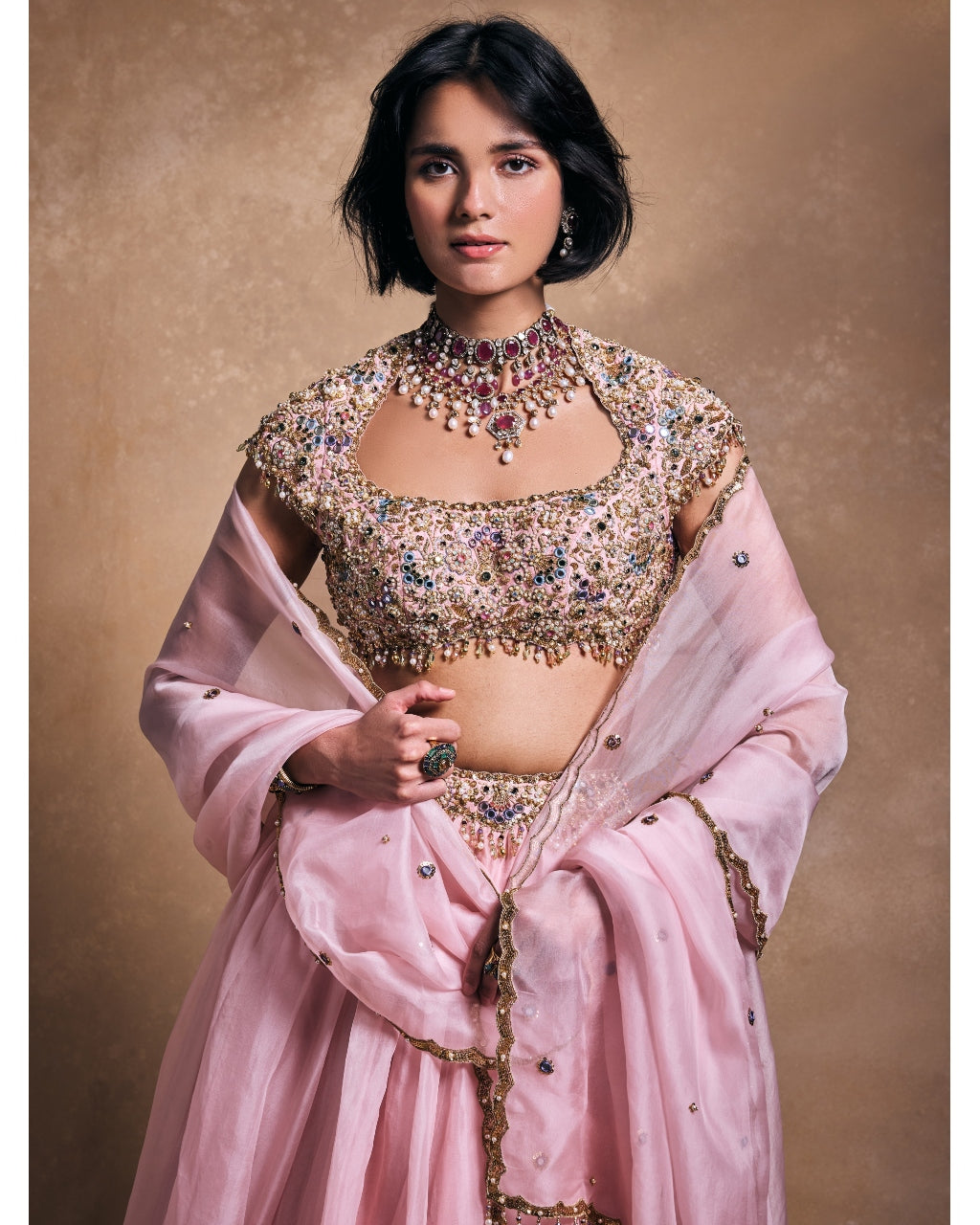 Baby Pink Organza Lehenga Set