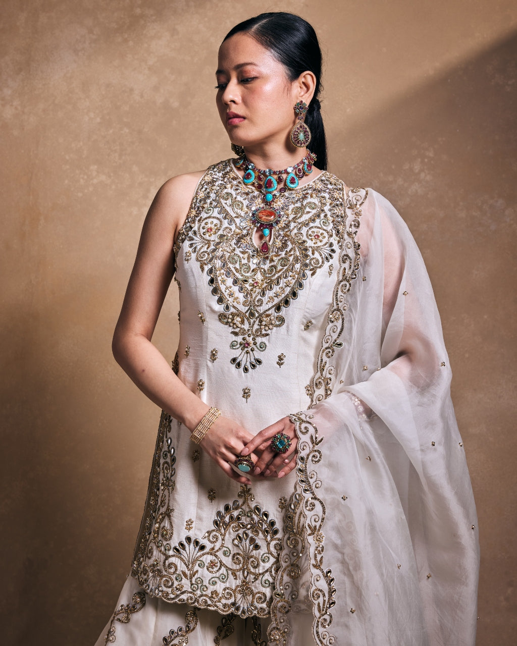 Ivory Gharara Set