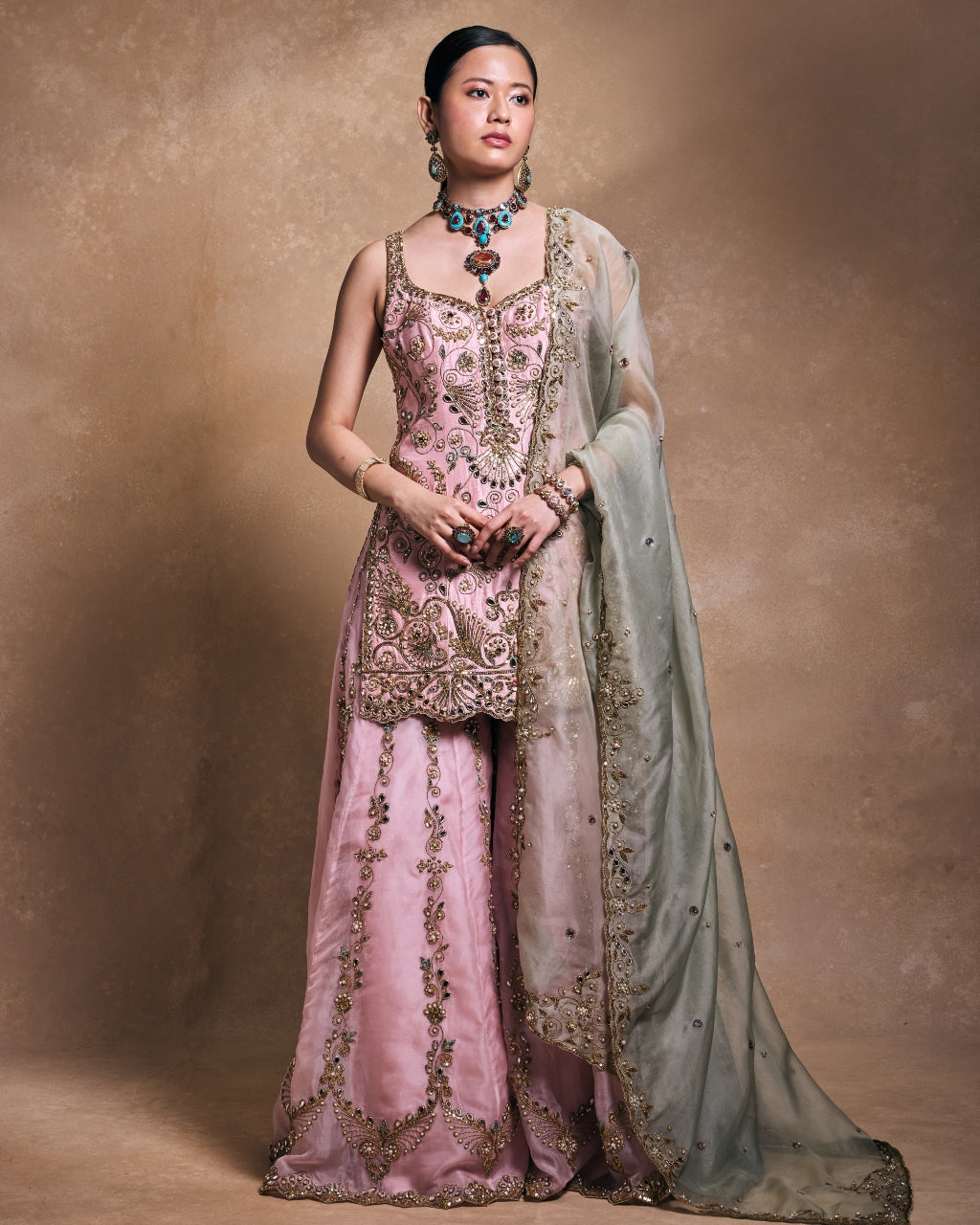 Blush And Sage Sharara Set