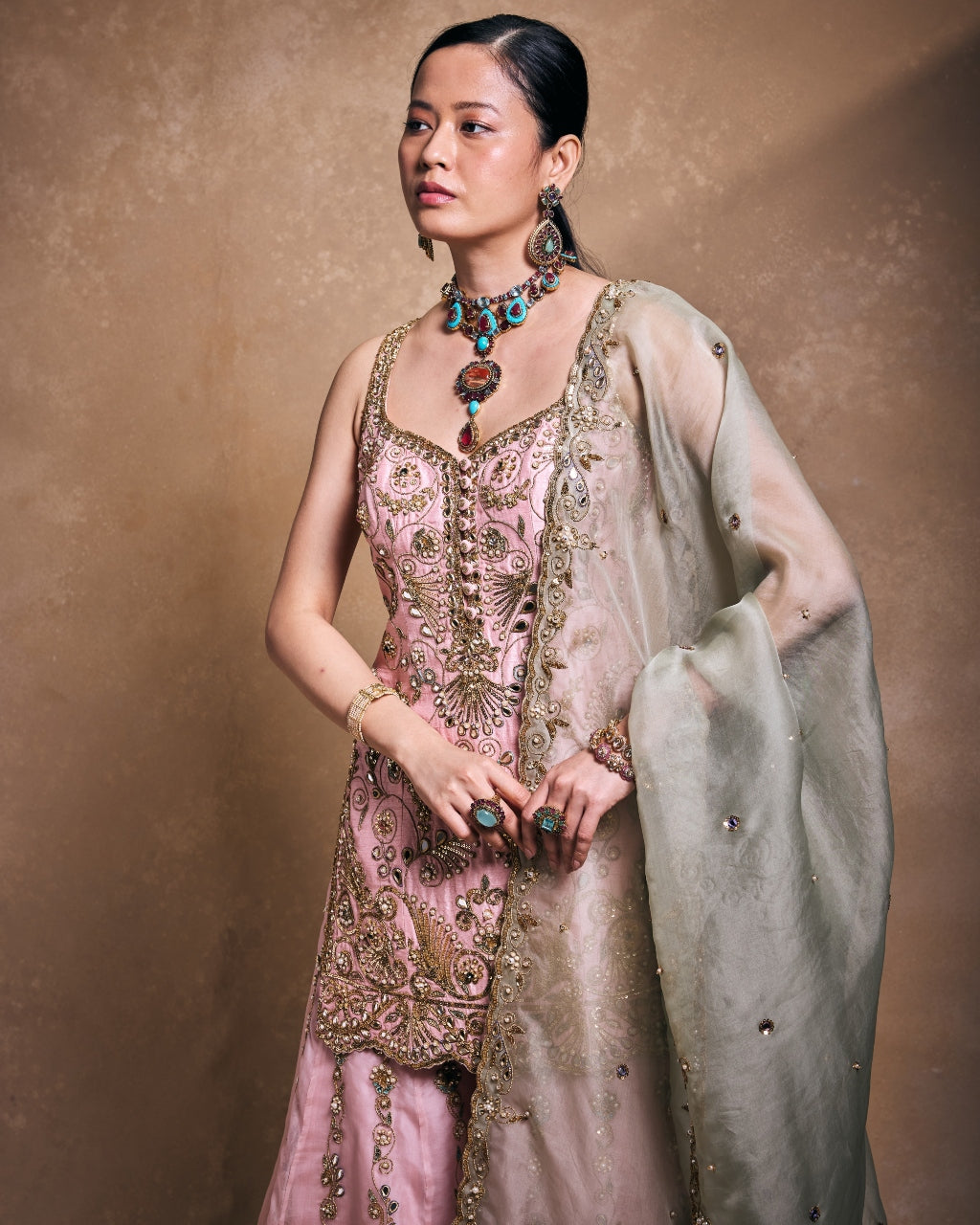 Blush And Sage Sharara Set